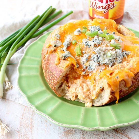 Buffalo Chicken Dip Bread Bowl