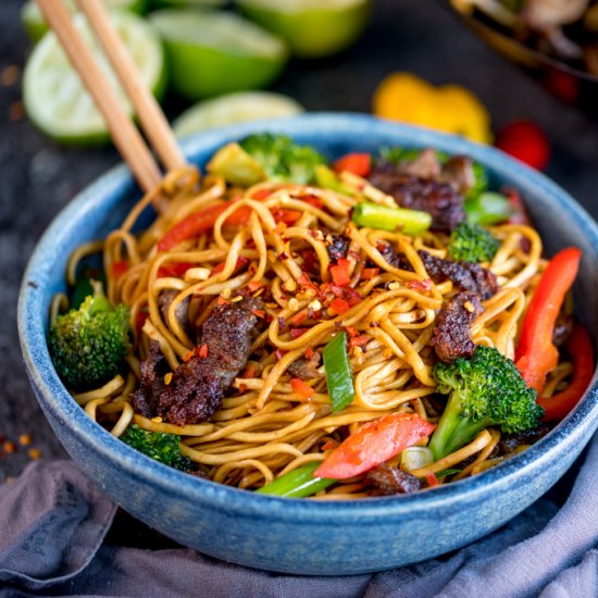 Crispy Chilli Beef Noodles