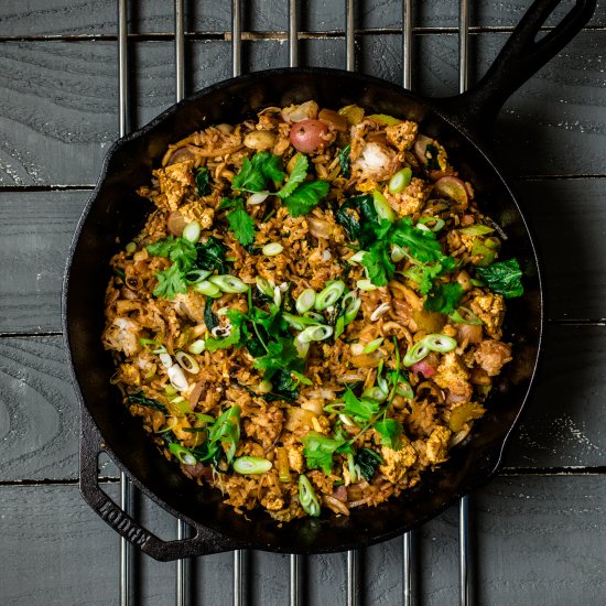 Kimchi Fried Rice Scramble