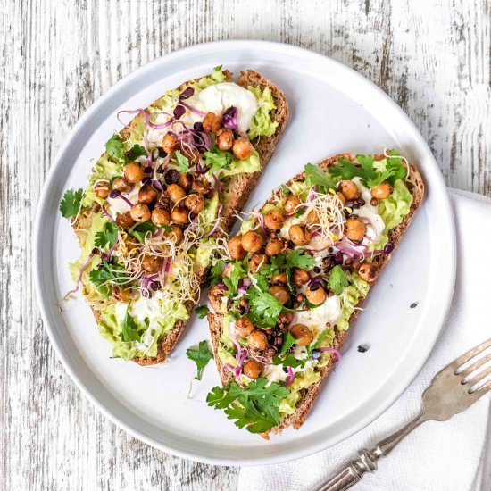 Avo Toast with Dukkah Chickpeas