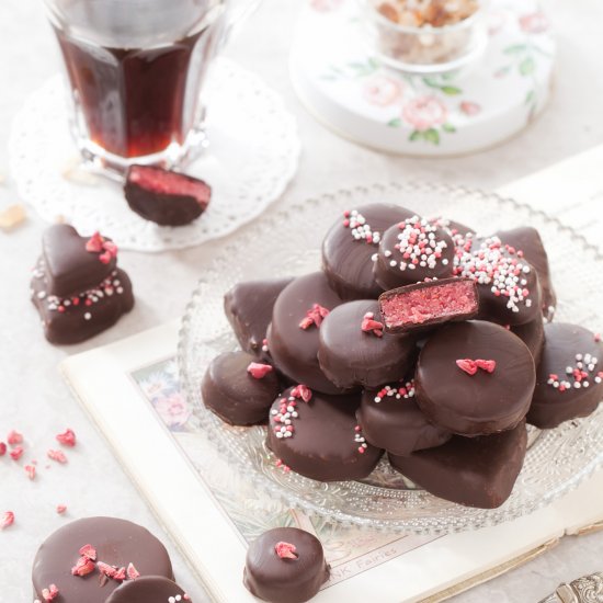 Chocolate Dipped Raspberry Marzipan