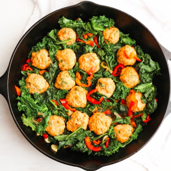 Chicken Meatballs in Roasted Pepper