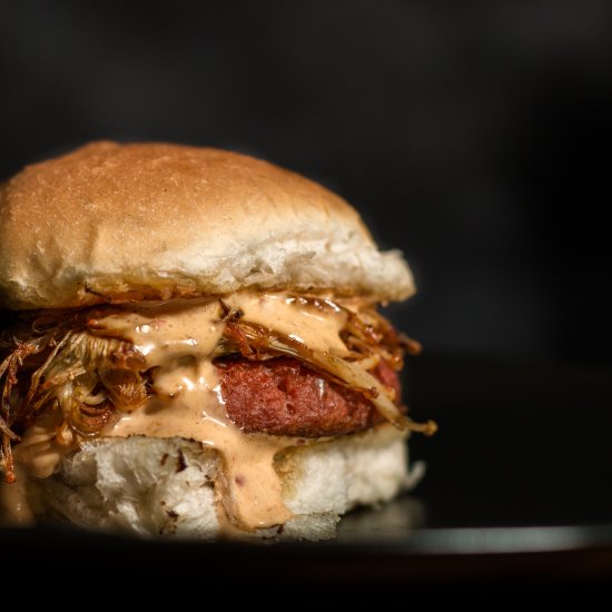 Burger with Enoki Mushrooms