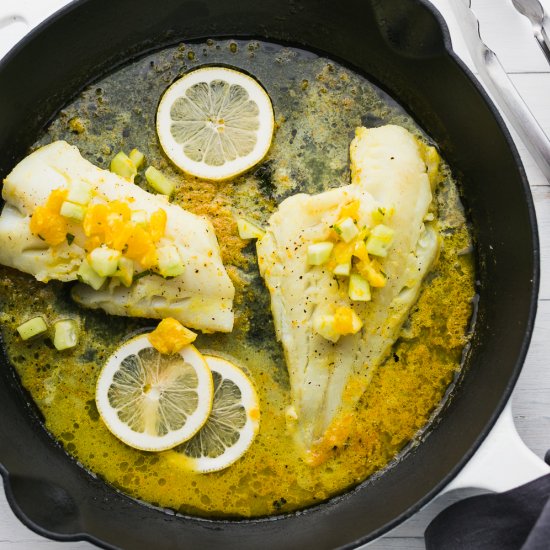 Baked Cod + Cucumber Orange Relish