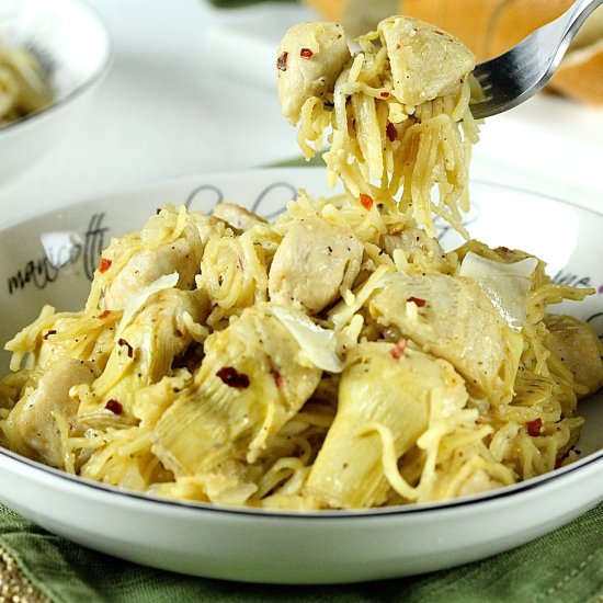 SPICY ARTICHOKE CHICKEN PASTA