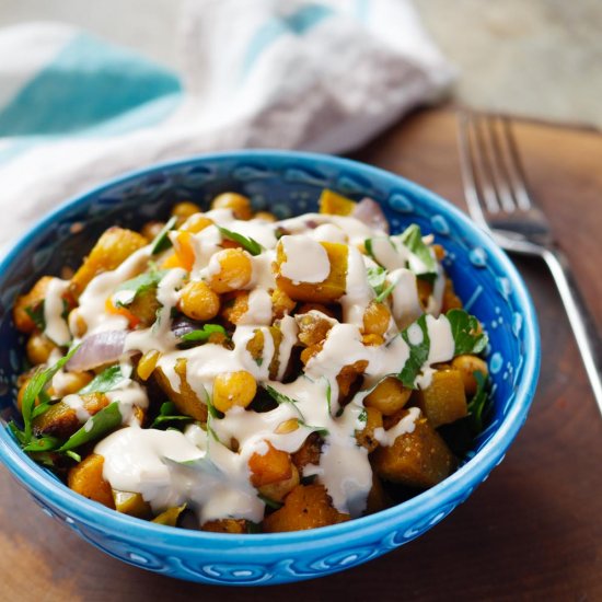 Chickpeas, pumpkin & tahini