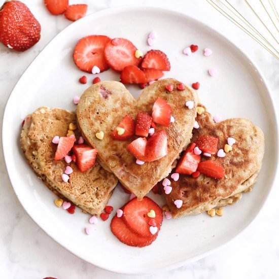 Strawberry Banana Heart Pancakes