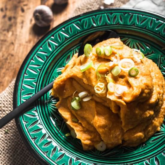 Garlicky mashed sweet potatoes