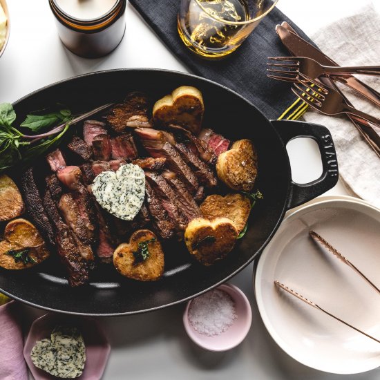 Simple Steak w/Garlic Basil Butter