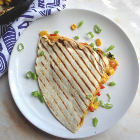 Grilled Cheese, Corn and Sweet Pepper Quesadilla