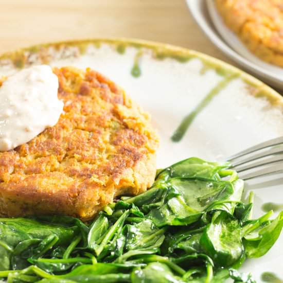 Roast Sweet Potato Salmon Cakes