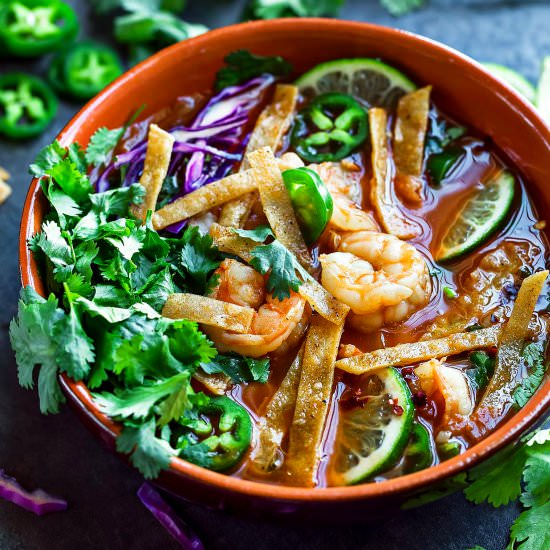 Spicy Shrimp Tortilla Soup