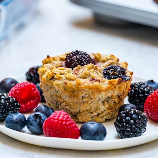 Triple Berry Oatmeal Muffins