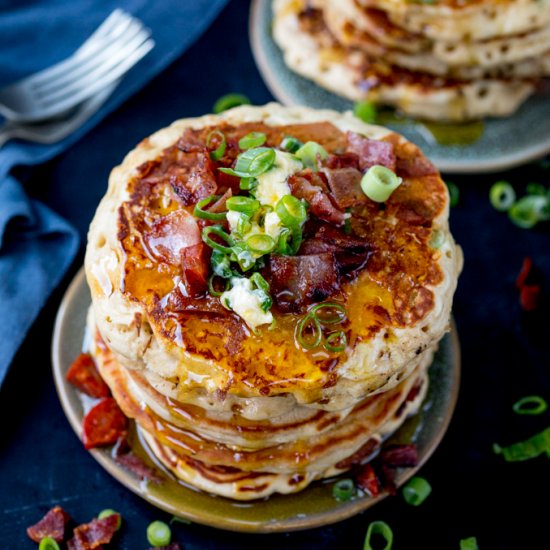 Savoury Pancakes + chorizo & bacon