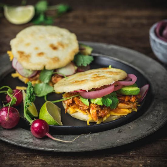 Arepas with Pulled BBQ Chicken