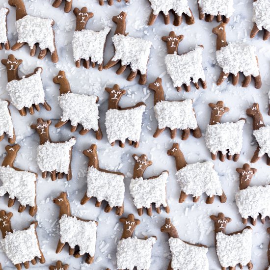 GINGERBREAD COCONUT LLAMA COOKIES