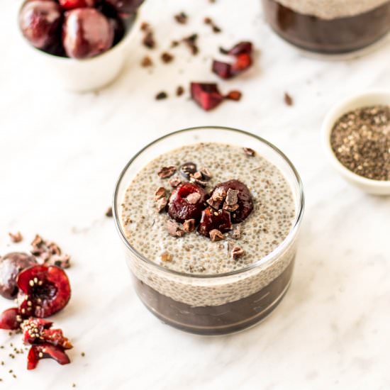 Chocolate Cherry Chia Pudding Cups