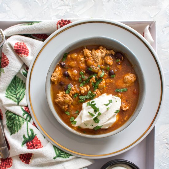 Instant Pot Turkey and Lentil Chili