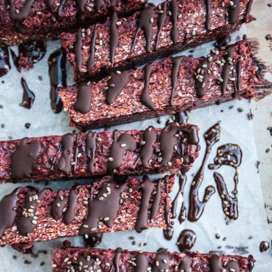 Cherry and cacao bean bars