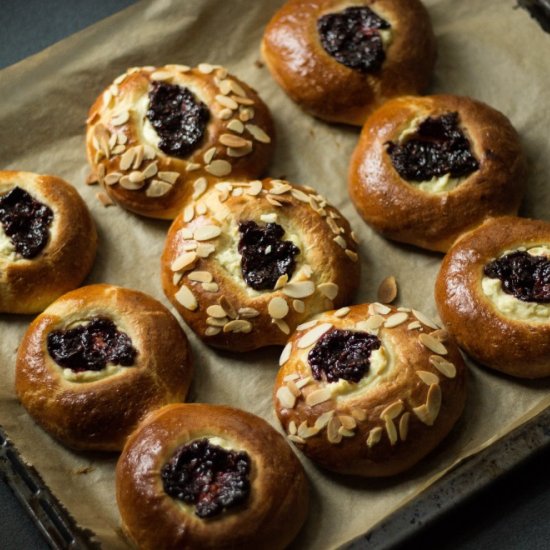 Raspberry and Cheese Cardamom Brioche