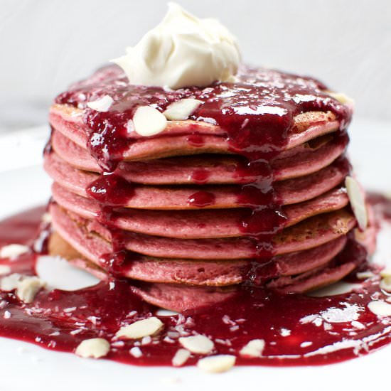 Pretty in Pink Protein Pancakes