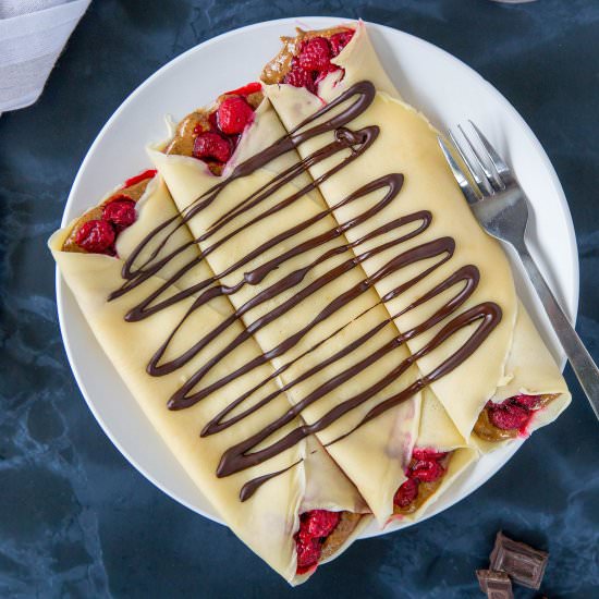 Almond Butter Raspberry Crepes