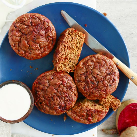 Baked Beet Velvet Pancake Cups