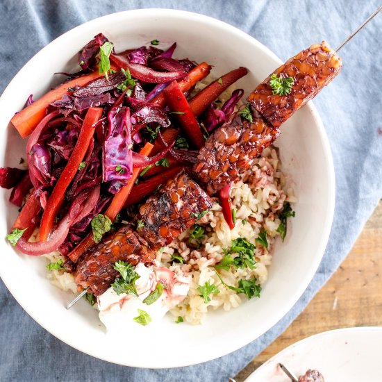 Pomegranate-Glazed Tempeh Kebabs