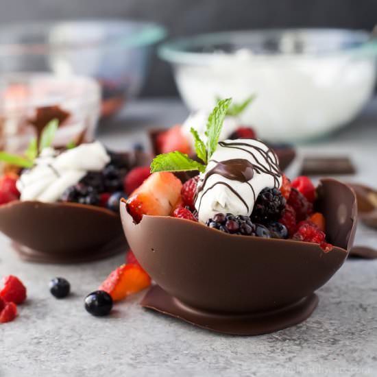 Chocolate Bowls with Berries