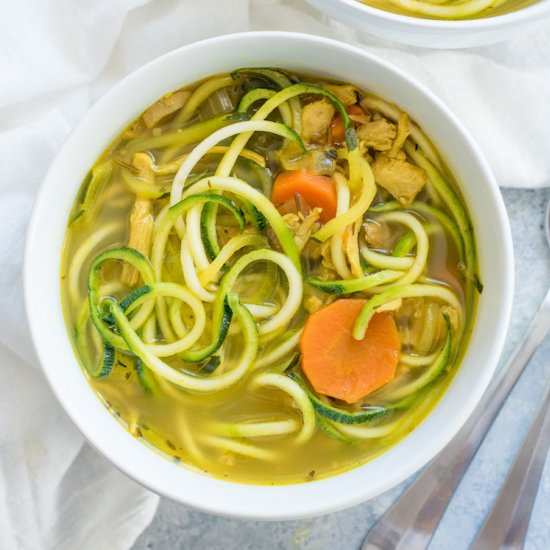 Turmeric Chicken Zoodle Soup