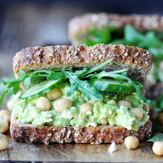 Chickpea Avocado Feta Sandwich