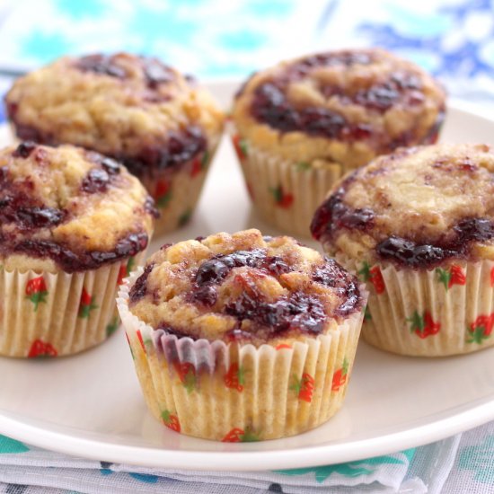 Banana Muffin with Blueberry Jam