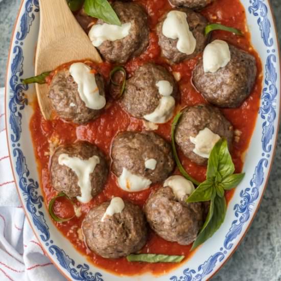 Mozzarella Stuffed Italian Meatballs