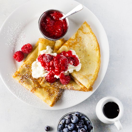 Raspberry Ricotta Crepes