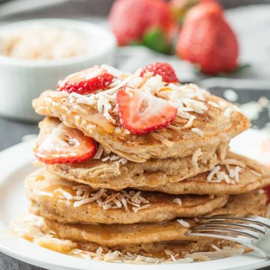 toasted coconut pancakes