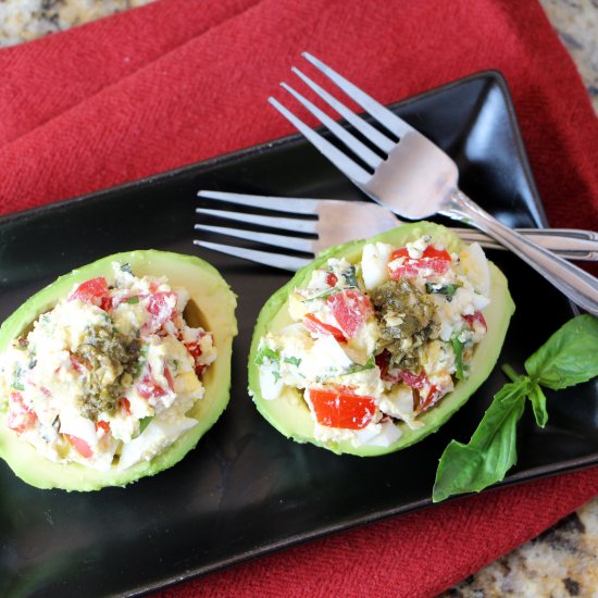 Caprese Egg Salad Stuffed Avocados