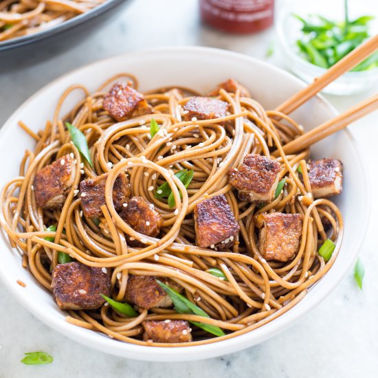 Crispy Sesame Ginger Tofu with Soba