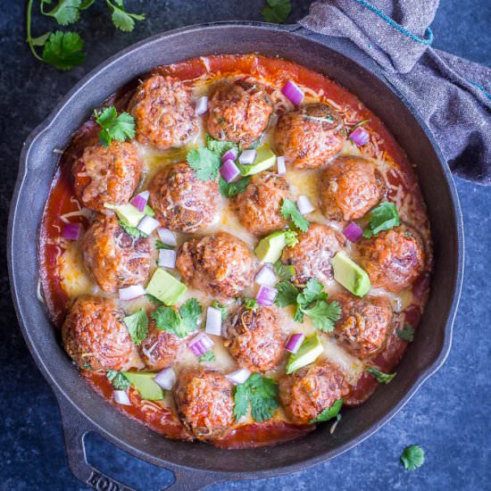 Vegetarian Meatball Enchilada Bake