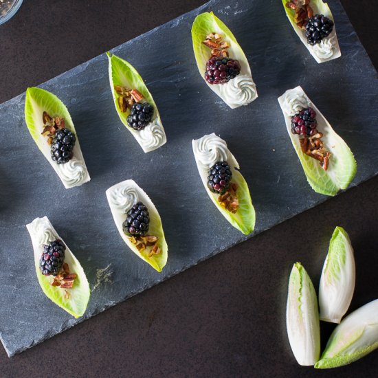 Blackberry Blue Cheese Endive Boats