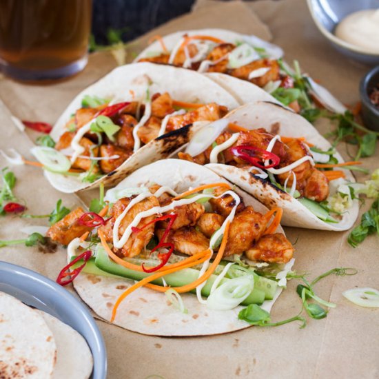 Korean Spicy Chicken Tacos