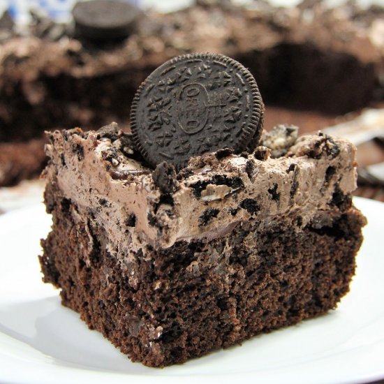 Oreo Dirt Chocolate Poke Cake