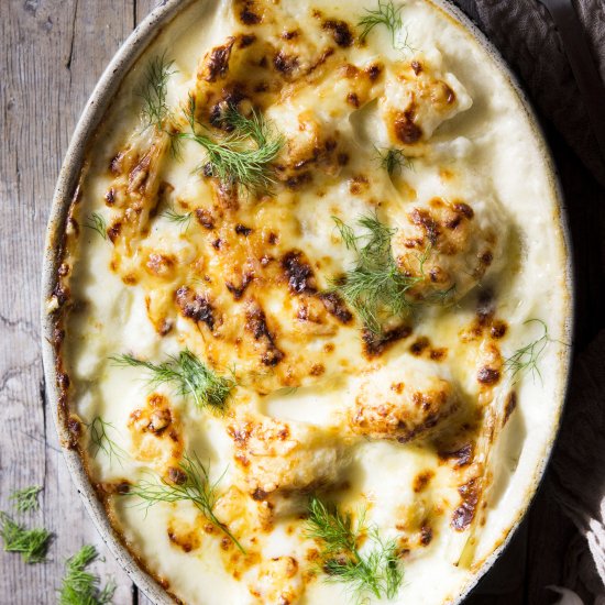 Baked cauliflower cheese & fennel