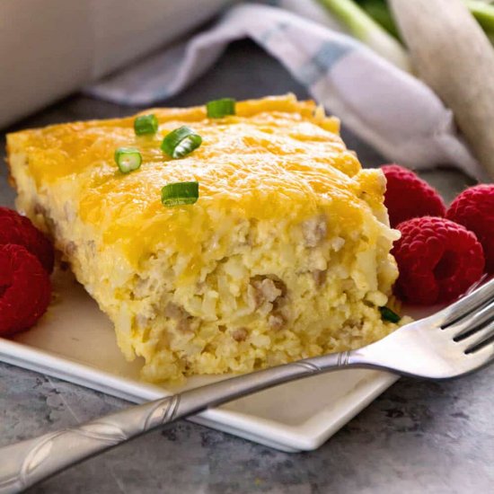 Sausage &Cheese Hashbrown Casserole