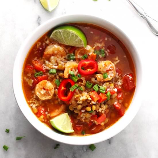 Instant Pot Shrimp and Lentil Stew