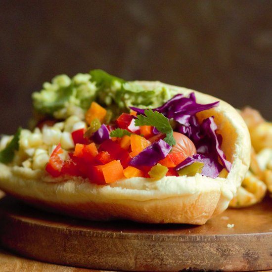 Spicy Mexican Hotdogs w Corn Salsa