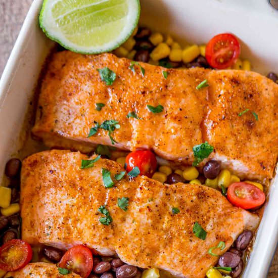 Honey Chili Salmon Bake