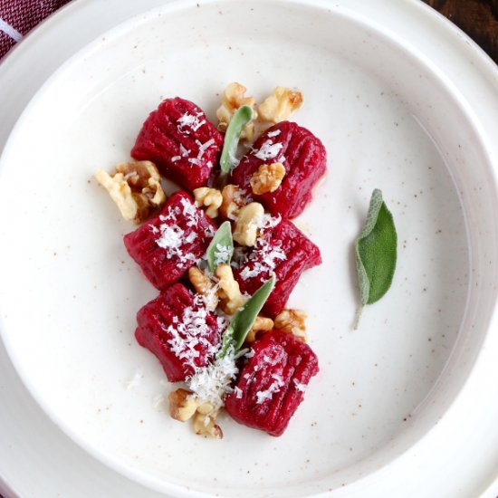 Beet Gnocchi with Walnut-Sage Brown