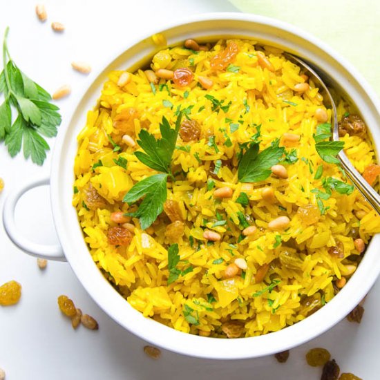 Jeweled Yellow Rice and Pignoli