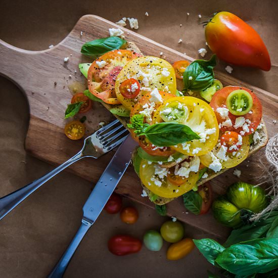 Heirloom tomatoes on toast