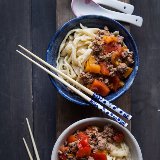 Kazakh Noodles with Laghman Sauce